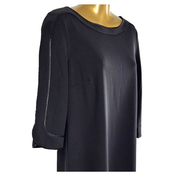 Chico's 00P / U.S. Size 2P Black Cocktail Dress Satin Trim 3/4 Sleeve Slimming - Picture 8 of 13